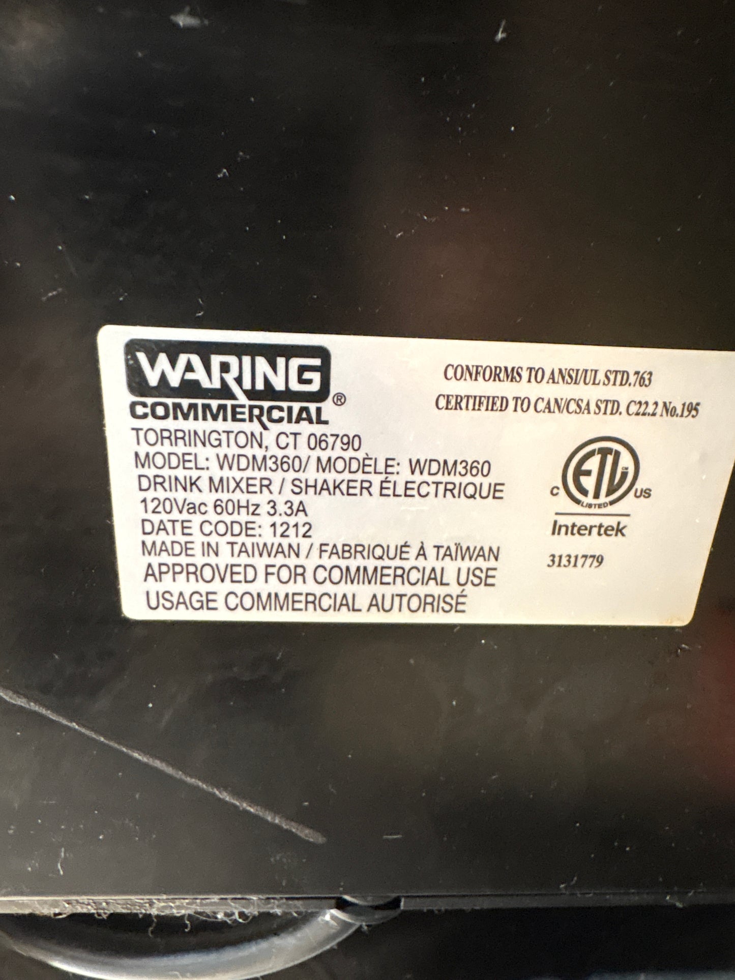 Used Waring WDM360 Milkshake & Drink Mixer - #0004