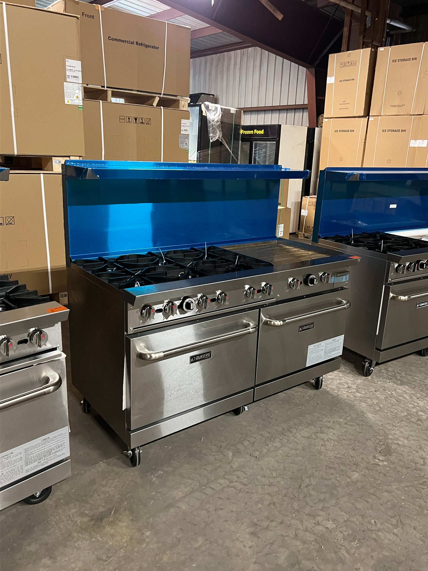 Dukers 60" 6 Burner Stove with 24” Griddle Double Oven