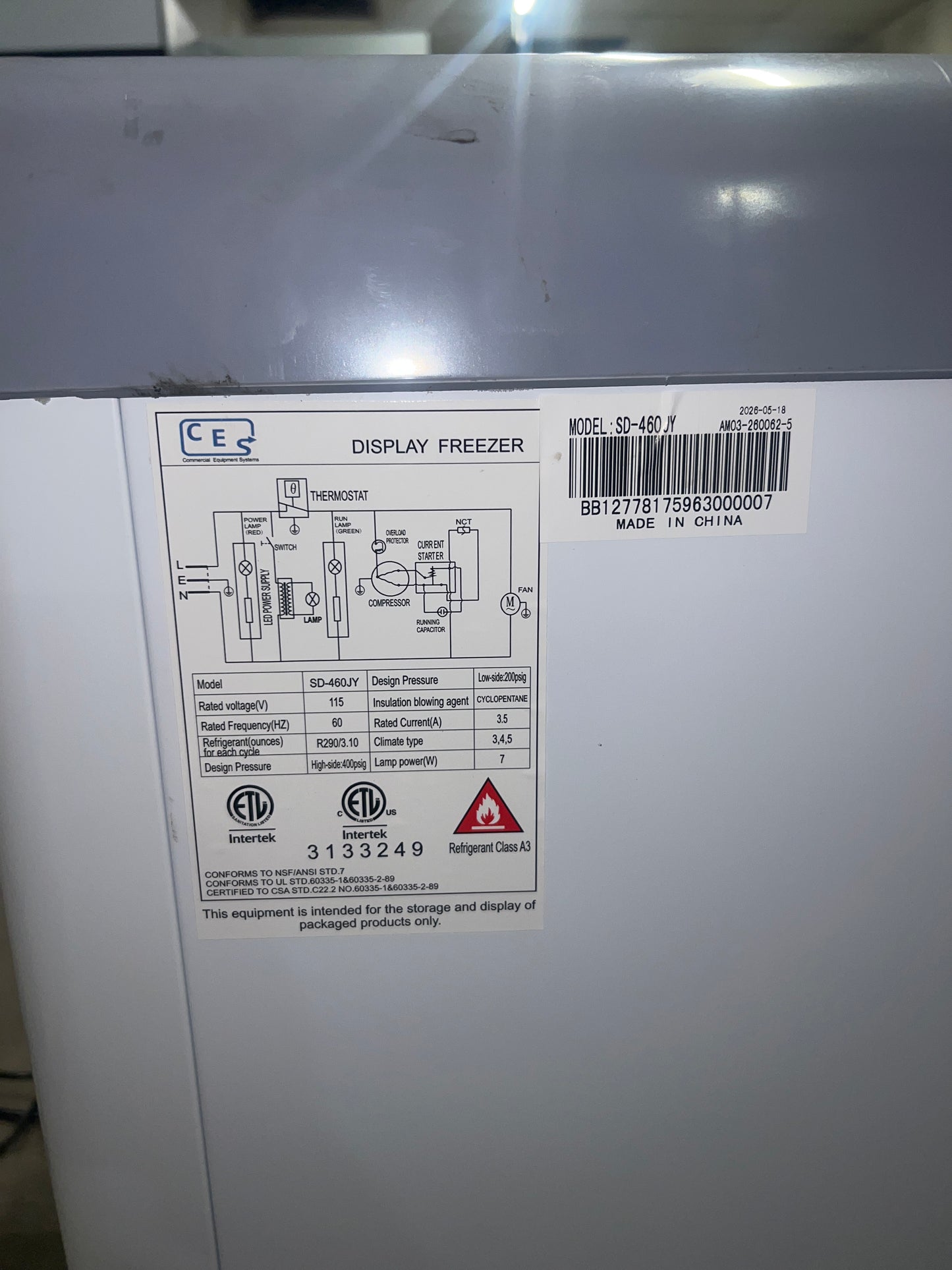 CES 60" Ice Cream Freezer SD-460JY