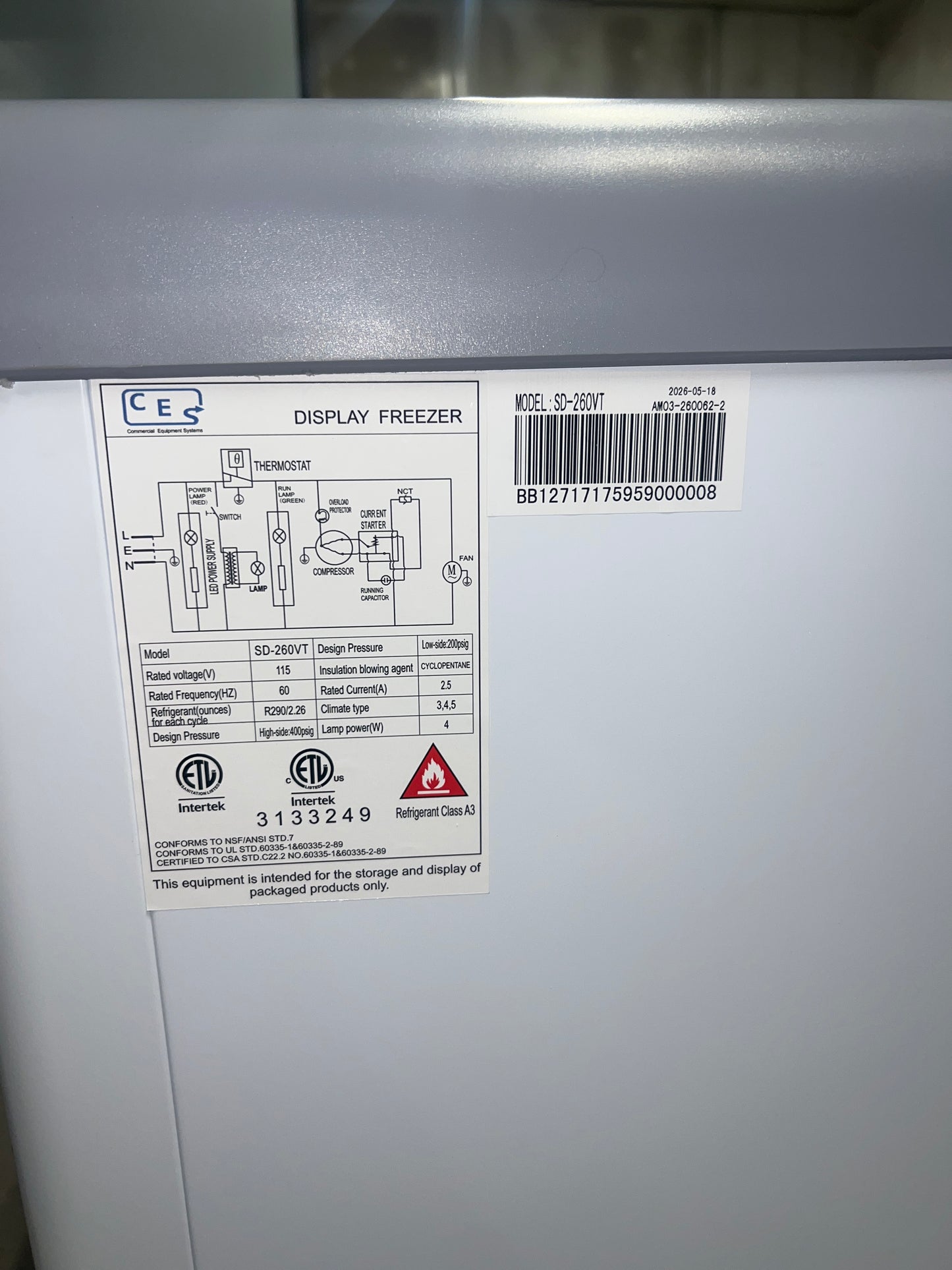 CES 39" Ice Cream Freezer SD-260VT