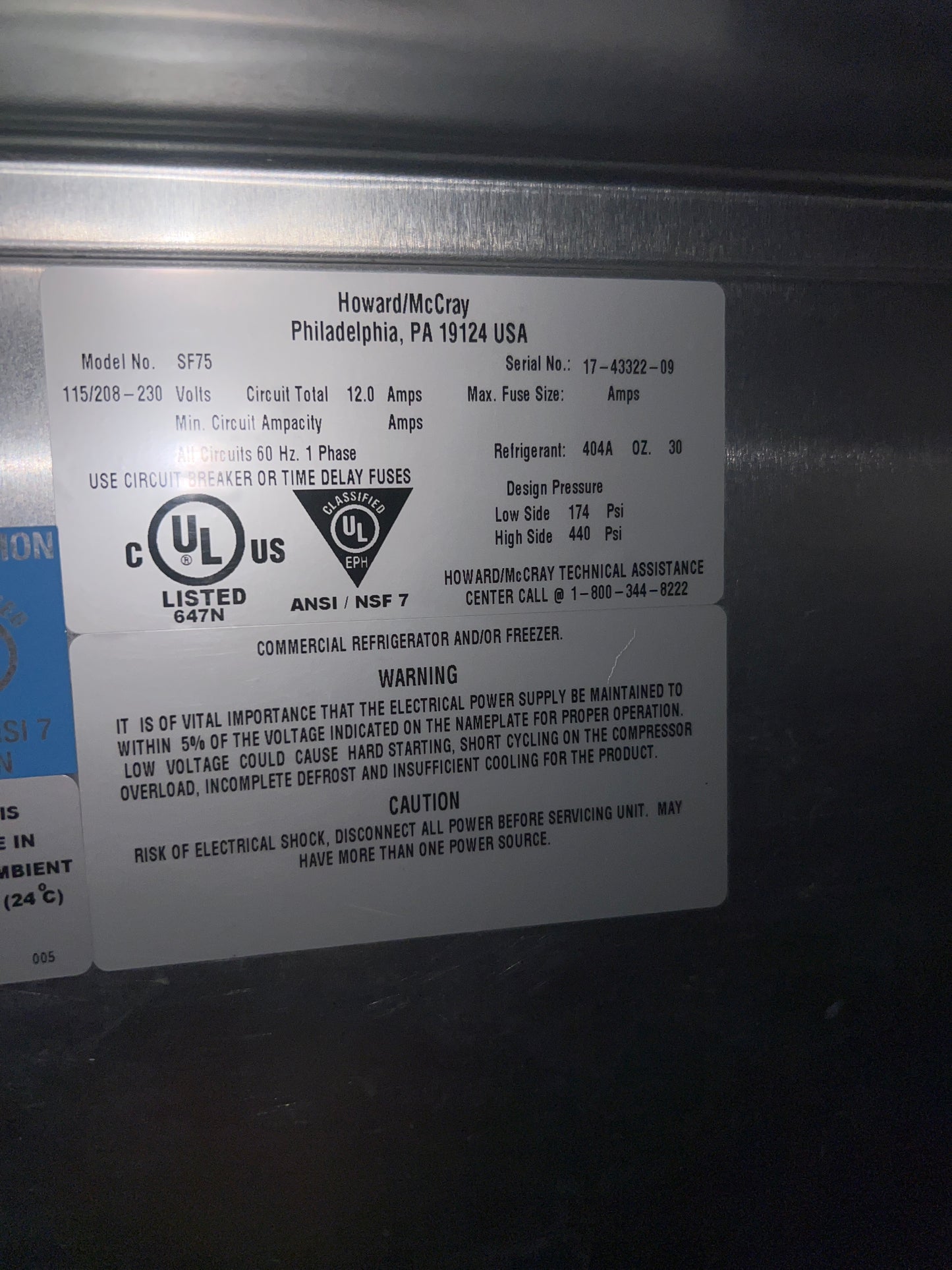 Howard McCray 3 Door Stainless Steel Freezer SF75 - #10011