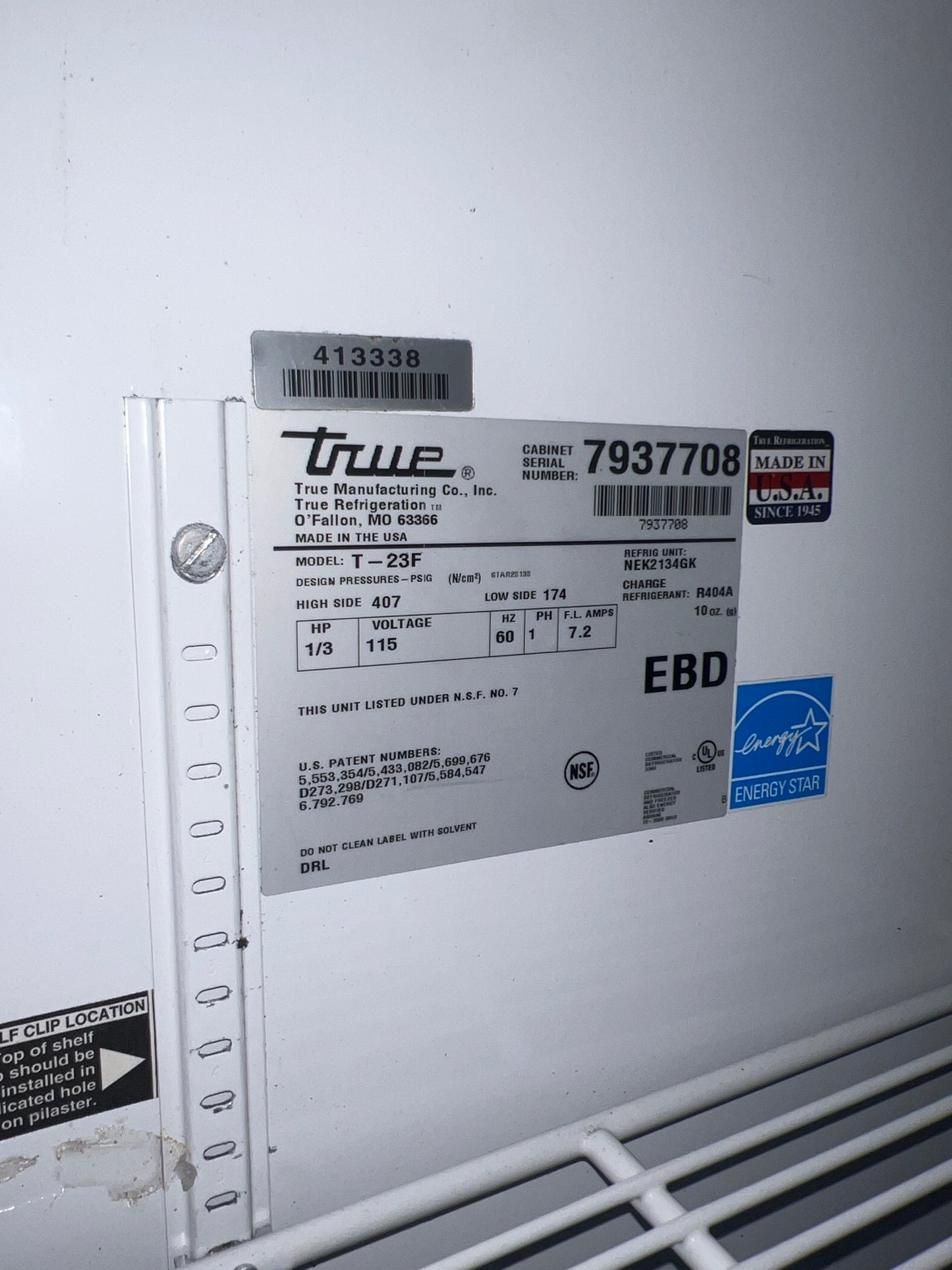 True Single Door Freezer T23F 7937708 -- 10016