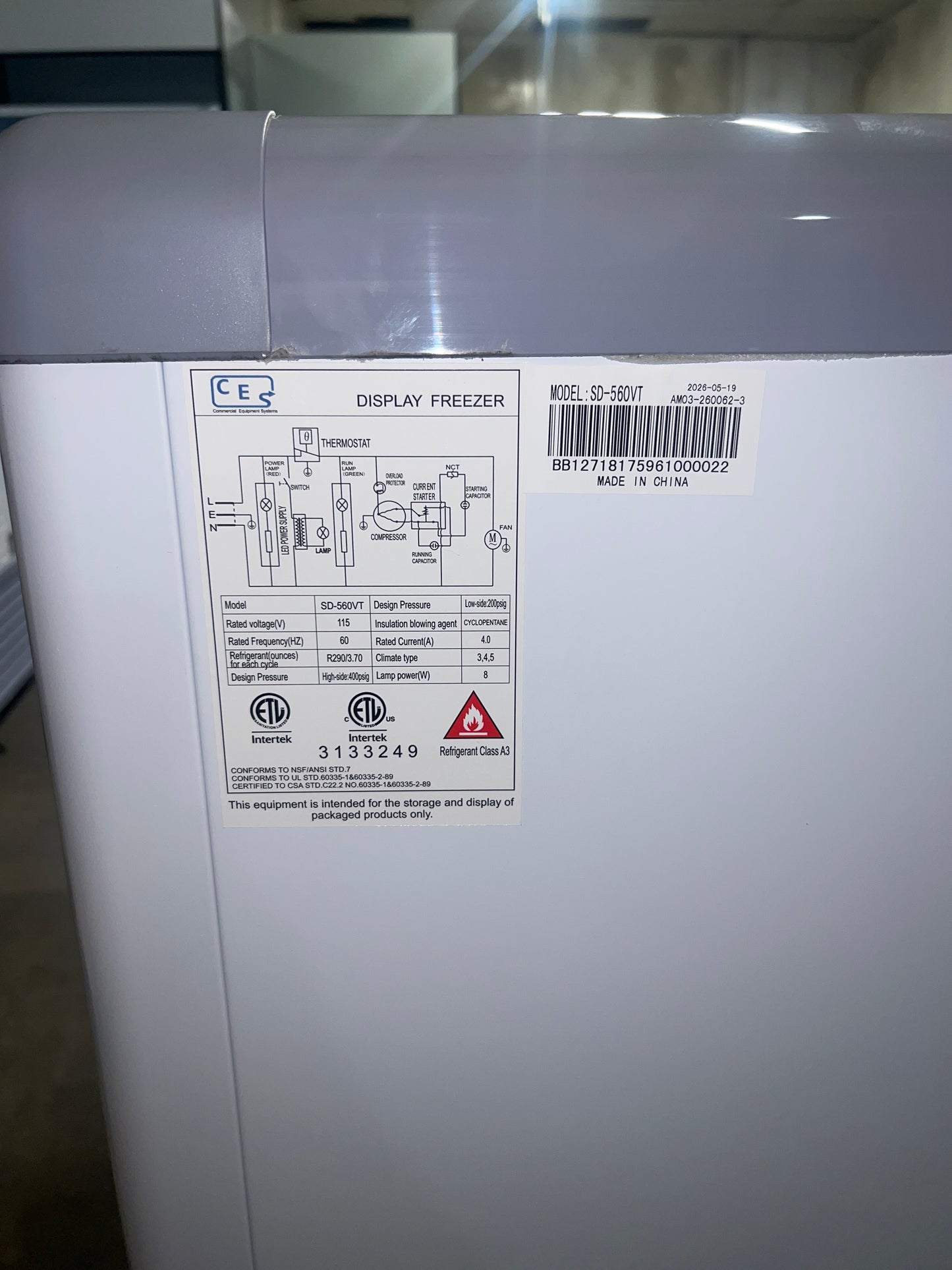 CES 70" Ice Cream Freezer SD-560VT