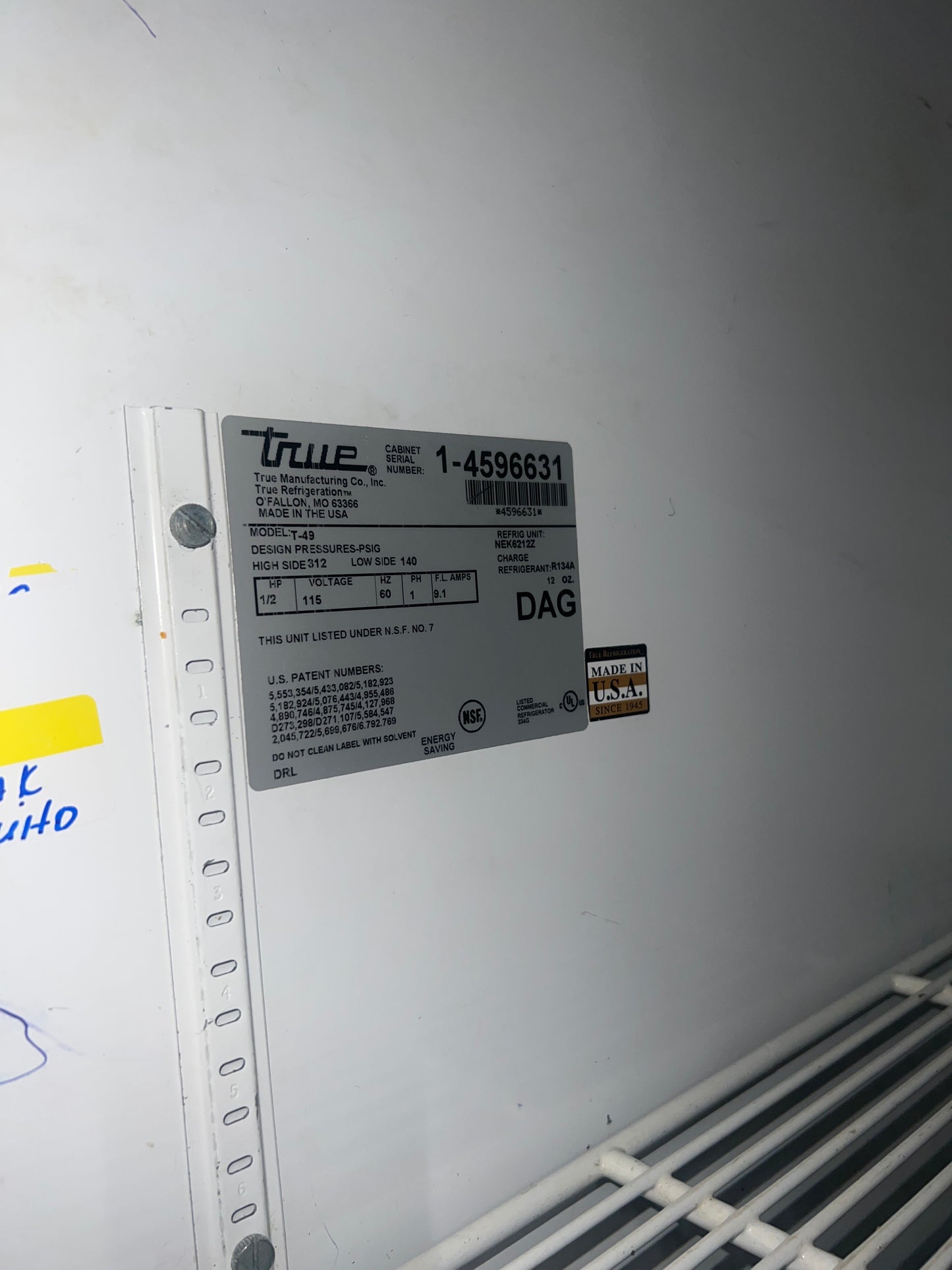 True 2 Door Stainless Steel Refrigerator T49 1-4596631  -- #10010