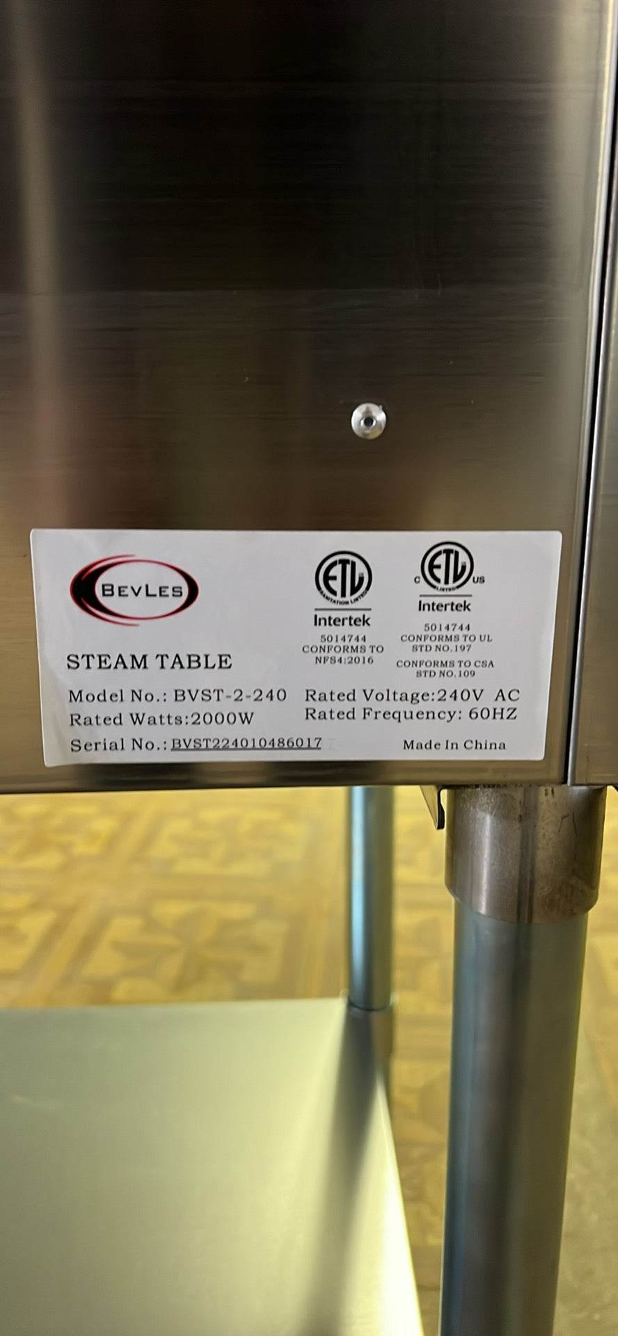 Bevles Brand 2 Open Bay Steam Table